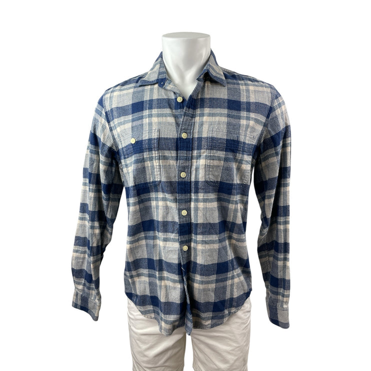 J.Crew Men's Blue Plaid Flannel Slim Fit Long Sleeve Button Down Shirt Top Sz M