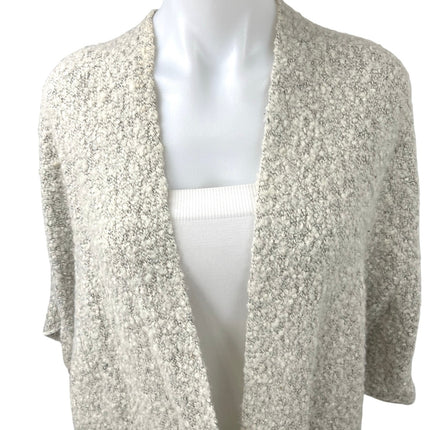 Free People Gray Wool Boucle Knit Batwing Open Front Long Cardigan Sweater Top 8