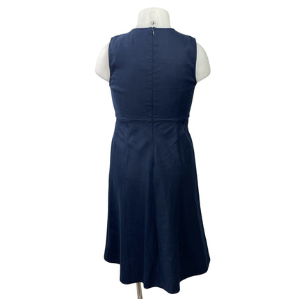 NEW J.Crew Womens Navy Blue Sleeveless Belted Midi Tank A-Line Dress Size 12P