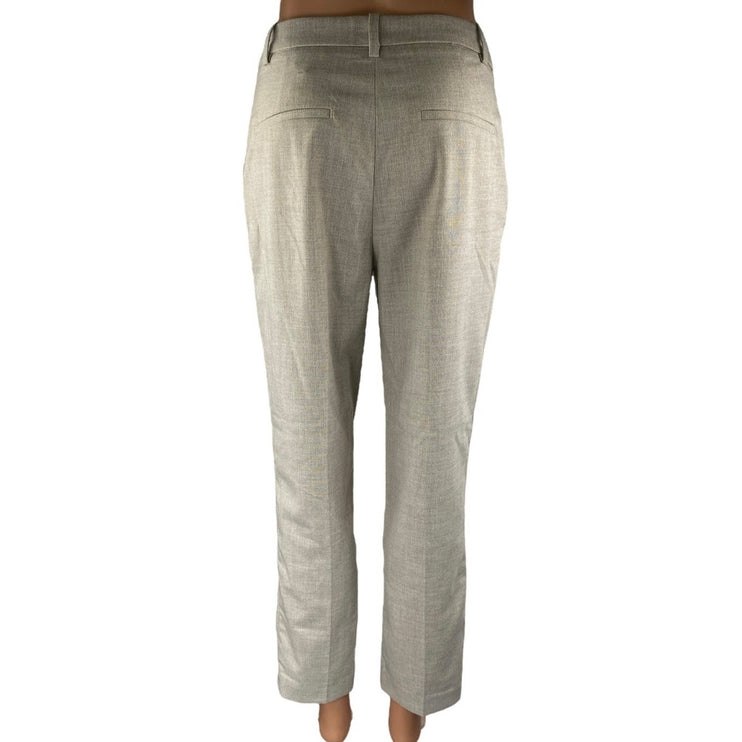 H&M Women's Gray High Waisted Slim Straight Leg Trousers Dress Pants Size 4