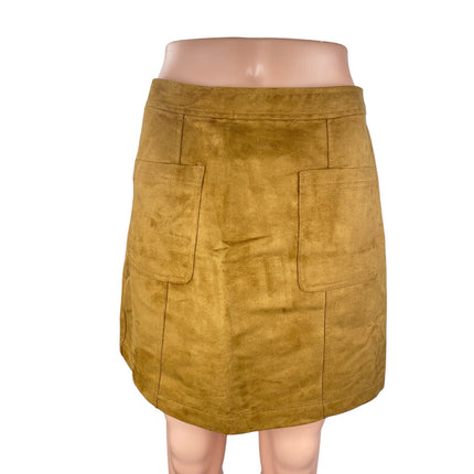 Old Navy Women's Camel Brown Faux Suede High Rise Mini Utility A-Line Skirt Sz 4