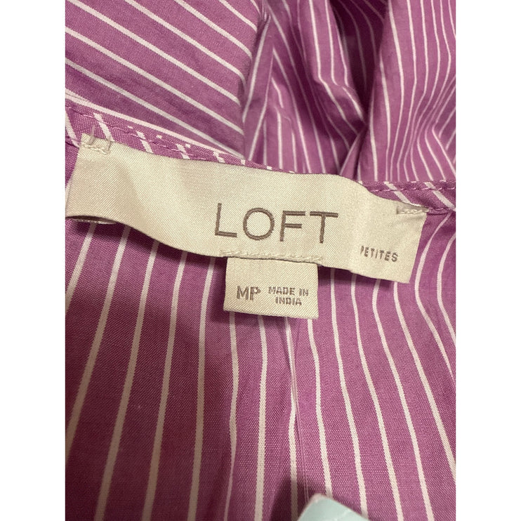 NEW Ann Taylor LOFT Purple Striped Y2k Sleeveless Fit & Flare Midi Dress Size MP