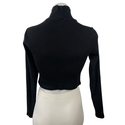 Reformation Davy Women's Black Turtleneck Long Sleeve Knit Crop Top Size M