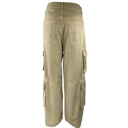 Zara Women's Brown Tan High Waisted Wide Leg Baggy Trousers Cargo Pants Size 31