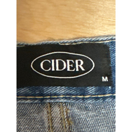 Cider Women's Blue Medium Wash High Waisted Flared Wide Leg Denim Jeans Shorts M