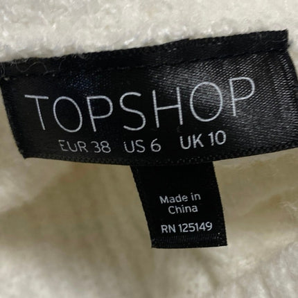Topshop Women's White Ribbed Knit Turtleneck Long Sleeve Sweater Top Size 6