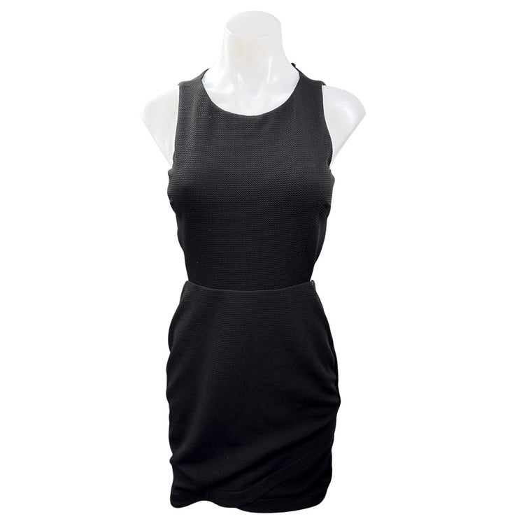 Aqua Women's Black Sleeveless Cutouts Zipper Mini Pencil Sheath Dress Size M