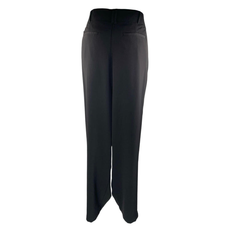 Weekend Women's Black Pleated Hign Waisted Wide Leg Trousers Dress Pants Size L