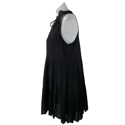 Aritzia Wilfred Black Sleeveless Ruffle Gauze Mini Swing A Line Dress Size S