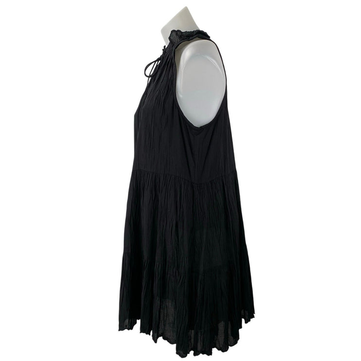 Aritzia Wilfred Black Sleeveless Ruffle Gauze Mini Swing A Line Dress Size S