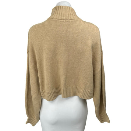 Divided by H&M Tan Nude Ribbed Knit Full Zip Cozy Cardigan Sweater Top Size M