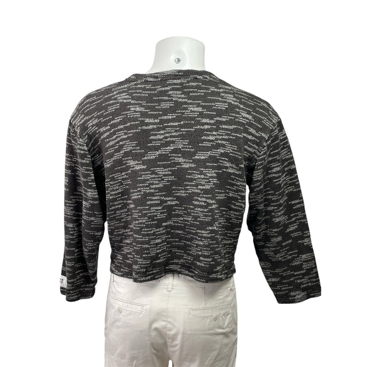KROST Granite Mens Black Crew Neck Long Sleeve Cropped Sweater Tee Top Size M