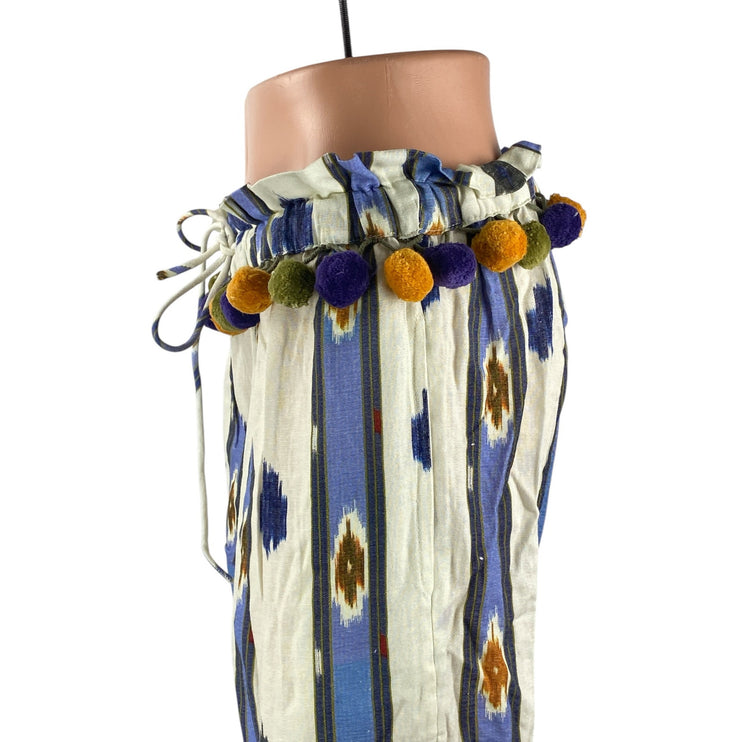 Anthropologie x Ollari Pom Pom Women's Boho Palazzo Wide Leg Trousers Pants Sz S