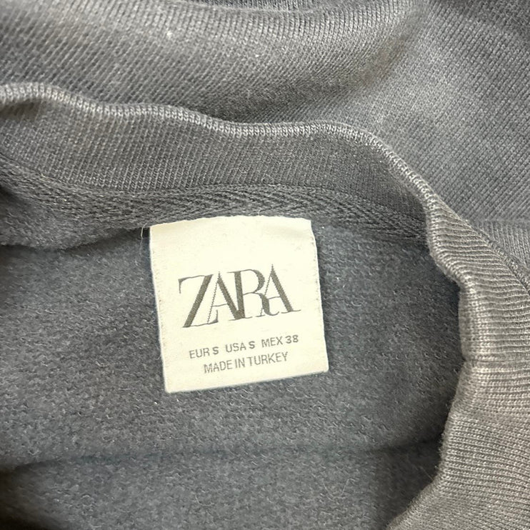 Zara Women Navy Blue Crewneck Embroidered Letter N Long Sleeve Sweatshirt Size S