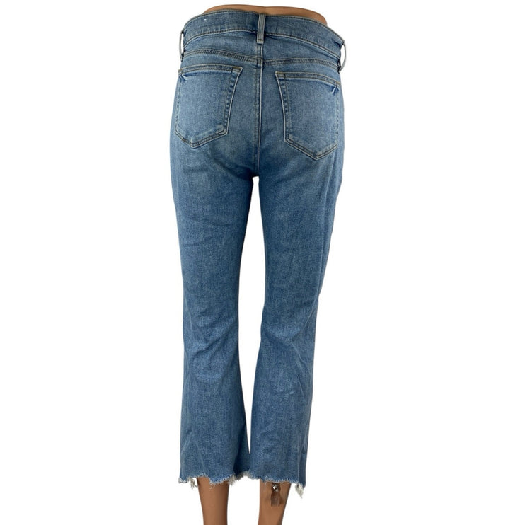LOFT Women's Blue High Waist Frayed Raw Hem Flared Bootcut Denim Jeans Pants 27