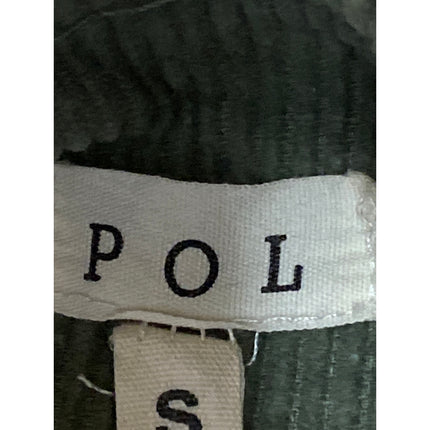 POL Women's Green Corduroy Long Sleeve Pocket Button Down Utility Jacket Size S