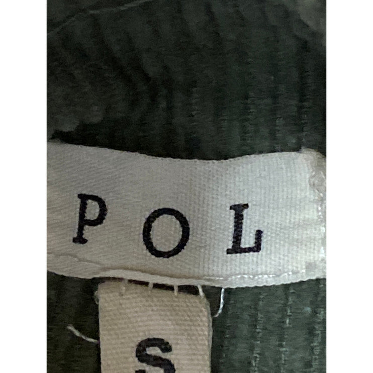 POL Women's Green Corduroy Long Sleeve Pocket Button Down Utility Jacket Size S