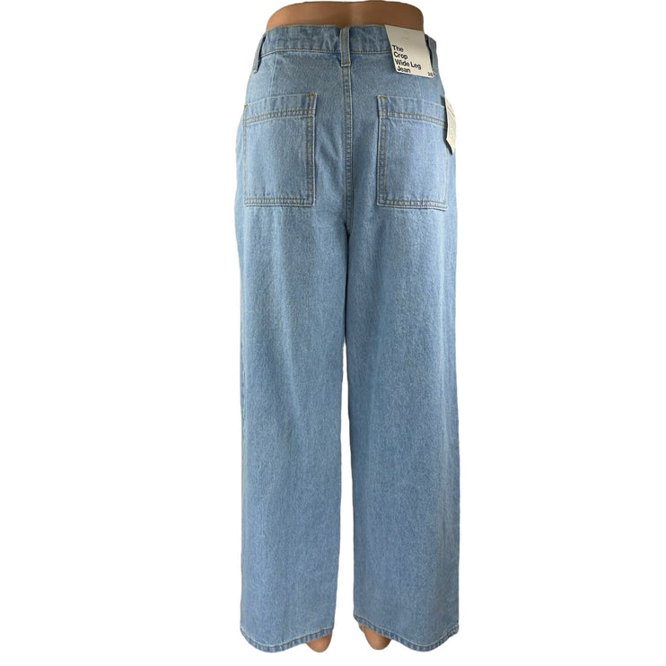 NEW American Apparel The Crop Wide Leg Womens Blue High Rise Denim Jeans Size 28