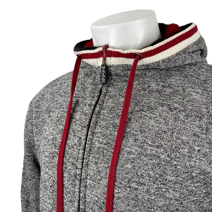 Pook Reversible Men's Gray Faux Fur Long Sleeve Hooded Sweatshirt Jacket Top L