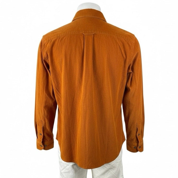 Todd Snyder Mens Tan Corduroy Pocket Long Sleeve Button Down Shirt Jacket Size L