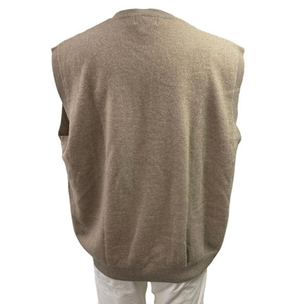 Jos A Bank 100%Cashmere Brown Cable Knit Button Down Cardigan Vest Tank Top XL