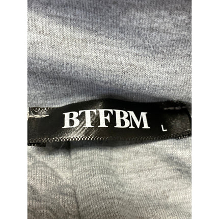 BTFBM Men's Gray Quilted Half Zip High Neck Long Sleeve Sweatshirt Sweater Top L