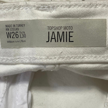 Topshop Moto Jamie Women's White Rhinestone High Rise Skinny Denim Jeans Size 26