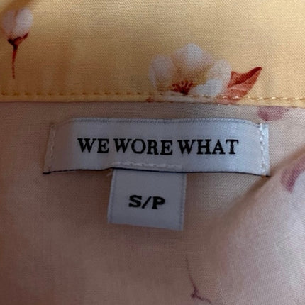 WeWoreWhat Yellow Floral Long Sleeve Tie Knot Collared Polo Shirt Crop Top Sz S