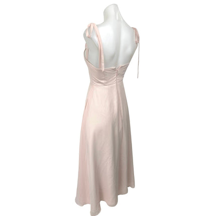 Azazie Pink Sleeveless Tie Strap Bridesmaid Cami Tank Fit & Flare Midi Dress 14