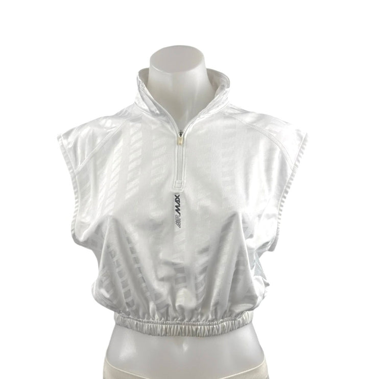 Nike Air Max Women's White Sleeveless Half Zip Boxing Athletic Crop Top Size S