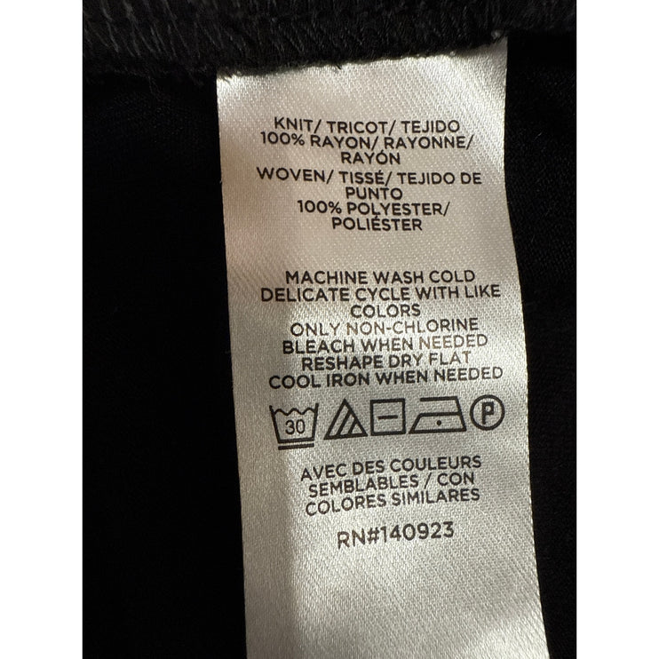 Ann Taylor LOFT Women's Black Ruffle Tie Neck Short Puff Sleeve Blouse Top Sz S