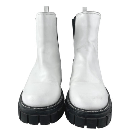 Gianni Bini Ridliegh Womens White Leather Chunky Lug Sole Chelsea Boots Size 10M