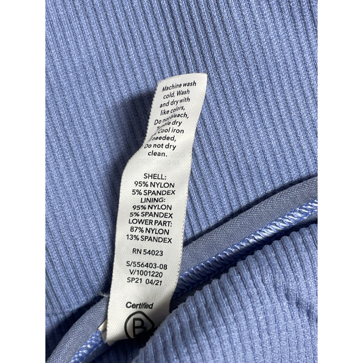 Athleta Women's Blue Ribbed Knit Sleeveless Yoga Workout Athletic Crop Top Sz S
