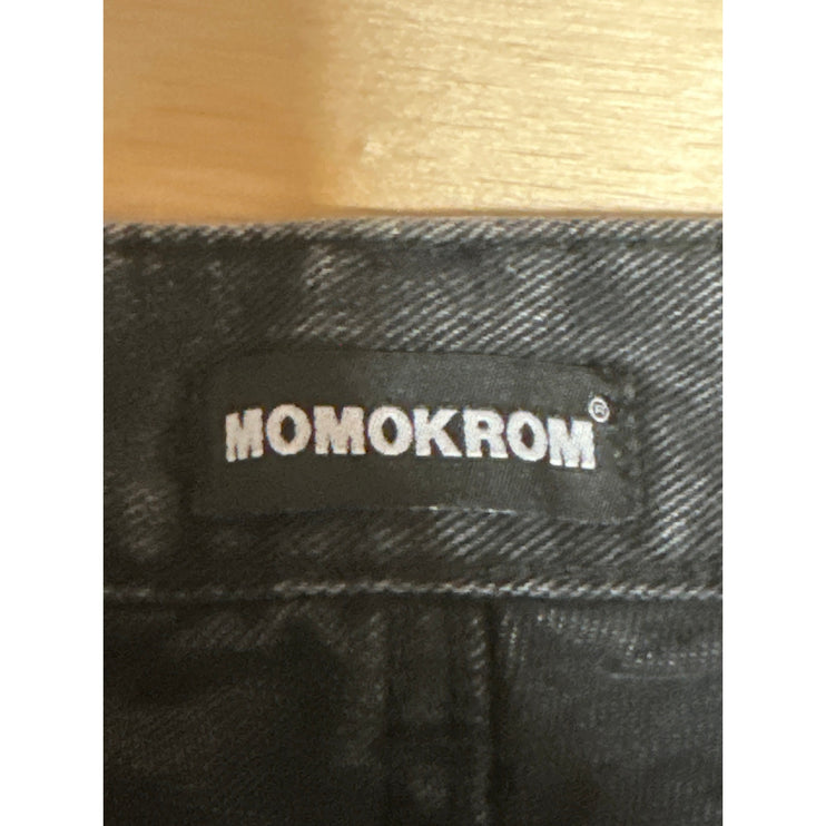 Momokrom women's Black Washed High Waisted Wide Leg Baggy Denim Jeans Size 6
