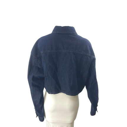 WeWoreWhat Women's Blue Long Sleeve Crop Button Up Denim Jean Jacket Size S