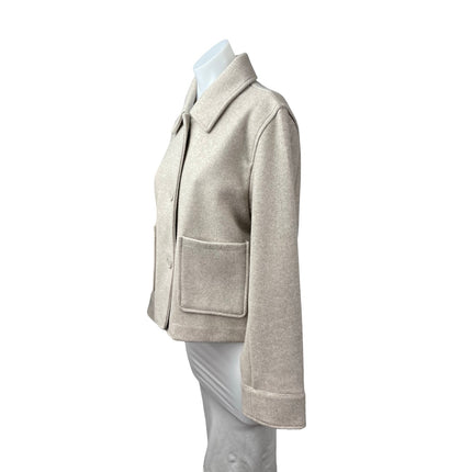 Zara Women's Beige Collared Long Sleeve Button Down Shirt Shacket Coat Jacket M