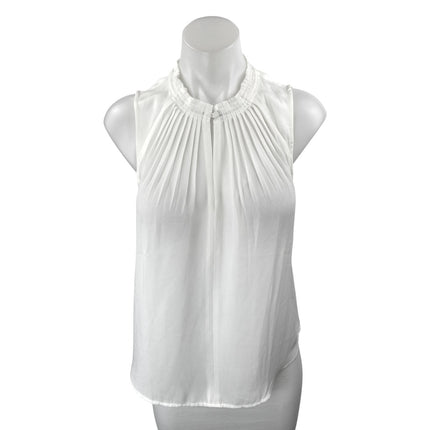 NEW Banana Republic White Sleeveless Ruffle Mock Pleated Tank Blouse Top XS