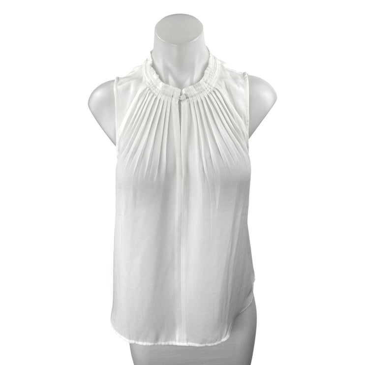 NEW Banana Republic White Sleeveless Ruffle Mock Pleated Tank Blouse Top XS