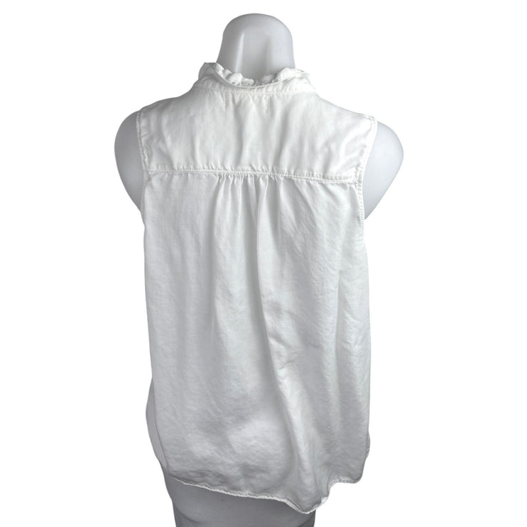 Cloth & Stone Women's White Sleeveless Button Down Shirt Blouse Tank Top Size M