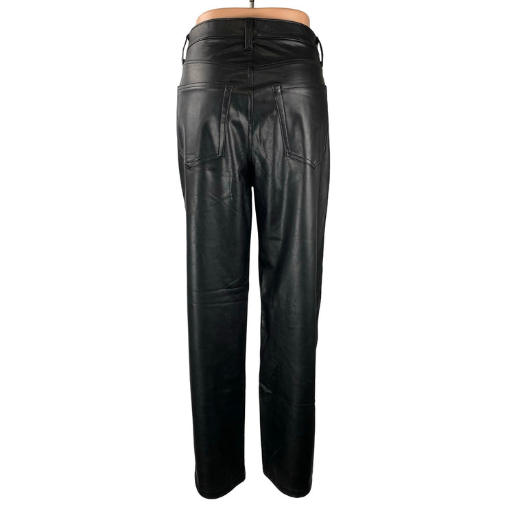 Abercrombie & Fitch 90s The Relaxed Black Faux Leather Vegan Trousers Pants 12