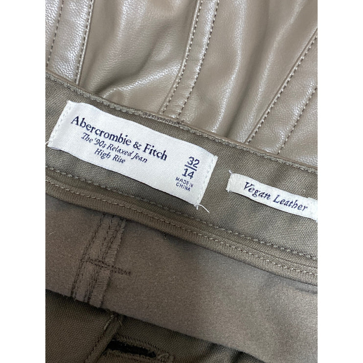 Abercrombie & Fitch The 90s Relaxed Faux Leather Vegan Cargo High Rise Pants 32
