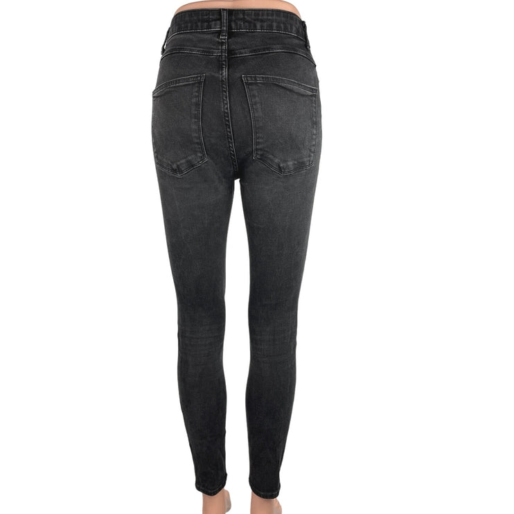 Zara Black High Rise Ankle Cotton Stretch Casual Denim Skinny Jeans Size 4