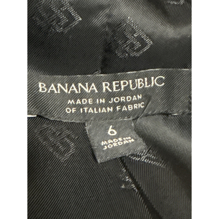 Banana Republic Women's Black Wool Long Sleeve Notch Lapel Blazer Coat Jacket 6