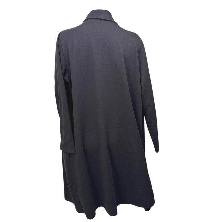 Breakout Black Draped Open Front Long Sleeve Asymmetric Cardigan Sweater Top M