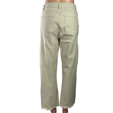 Forever 21 Women's Beige High Rise Wide Leg Raw Hem Baggy Denim Jeans Size 27