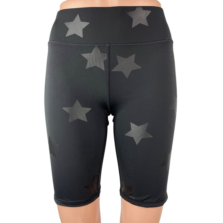 Terez UpLift Women's Black Star Foil Print Mid Rise Athletic Yoga Bike Shorts S