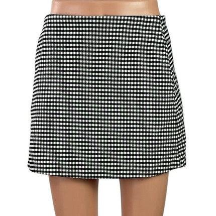Urban Outfitters Gingham Plaid Check High Rise Mini Flare A-Line Pencil Skirt M