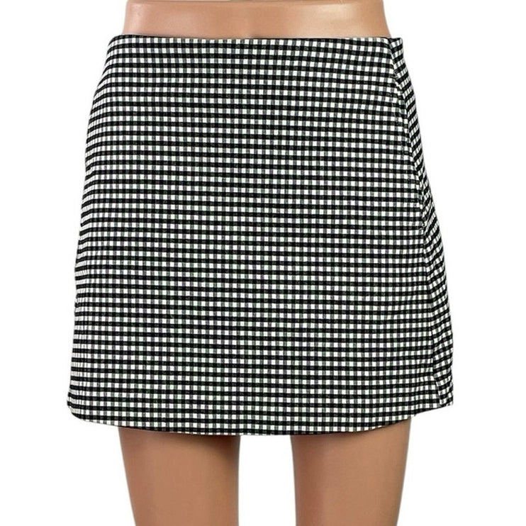 Urban Outfitters Gingham Plaid Check High Rise Mini Flare A-Line Pencil Skirt M