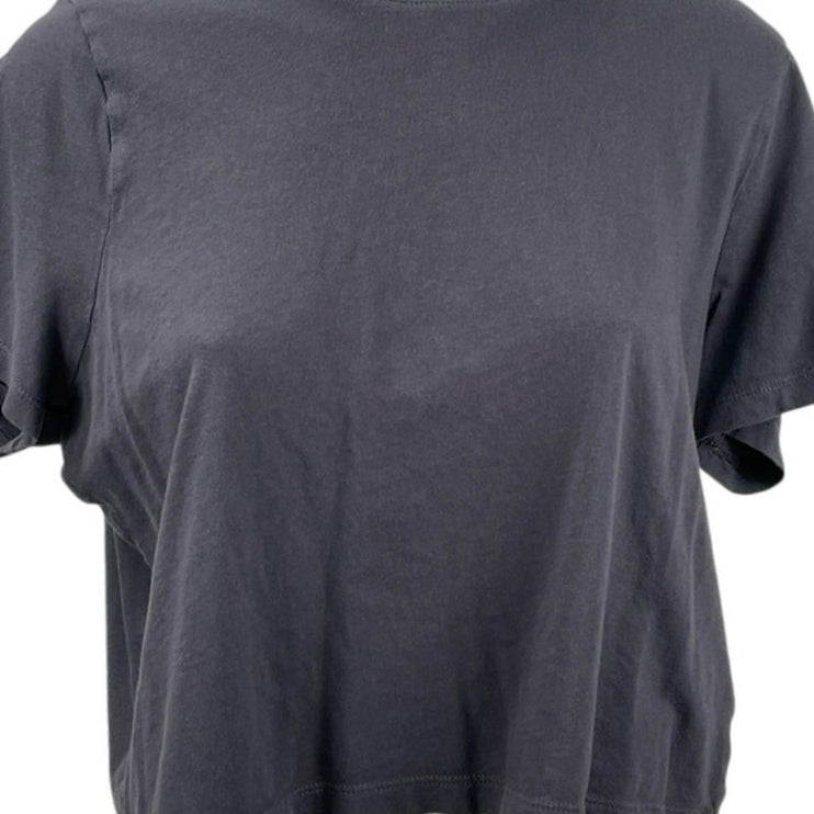 Madewell Women's Black Boxy Short Sleeve Crew Neck Crop T Shirt Tee Top Size M