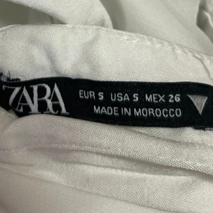 Zara Women's White Halter Sleeveless Plunging Tie Open Back Crop Top Size S